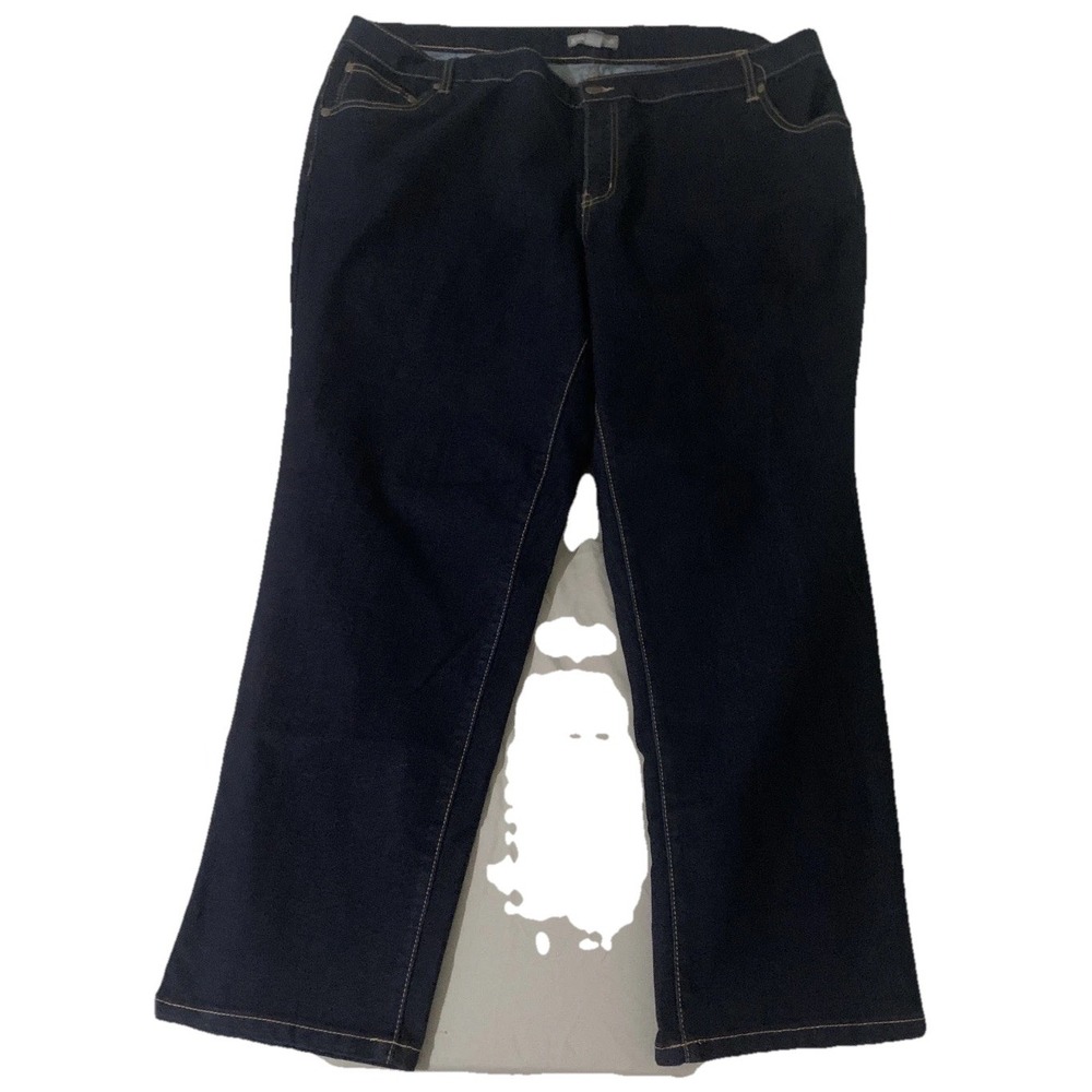 Jessica London Dark Wash Straight Leg Jeans Womens 22W Petite Indigo Blue Denim